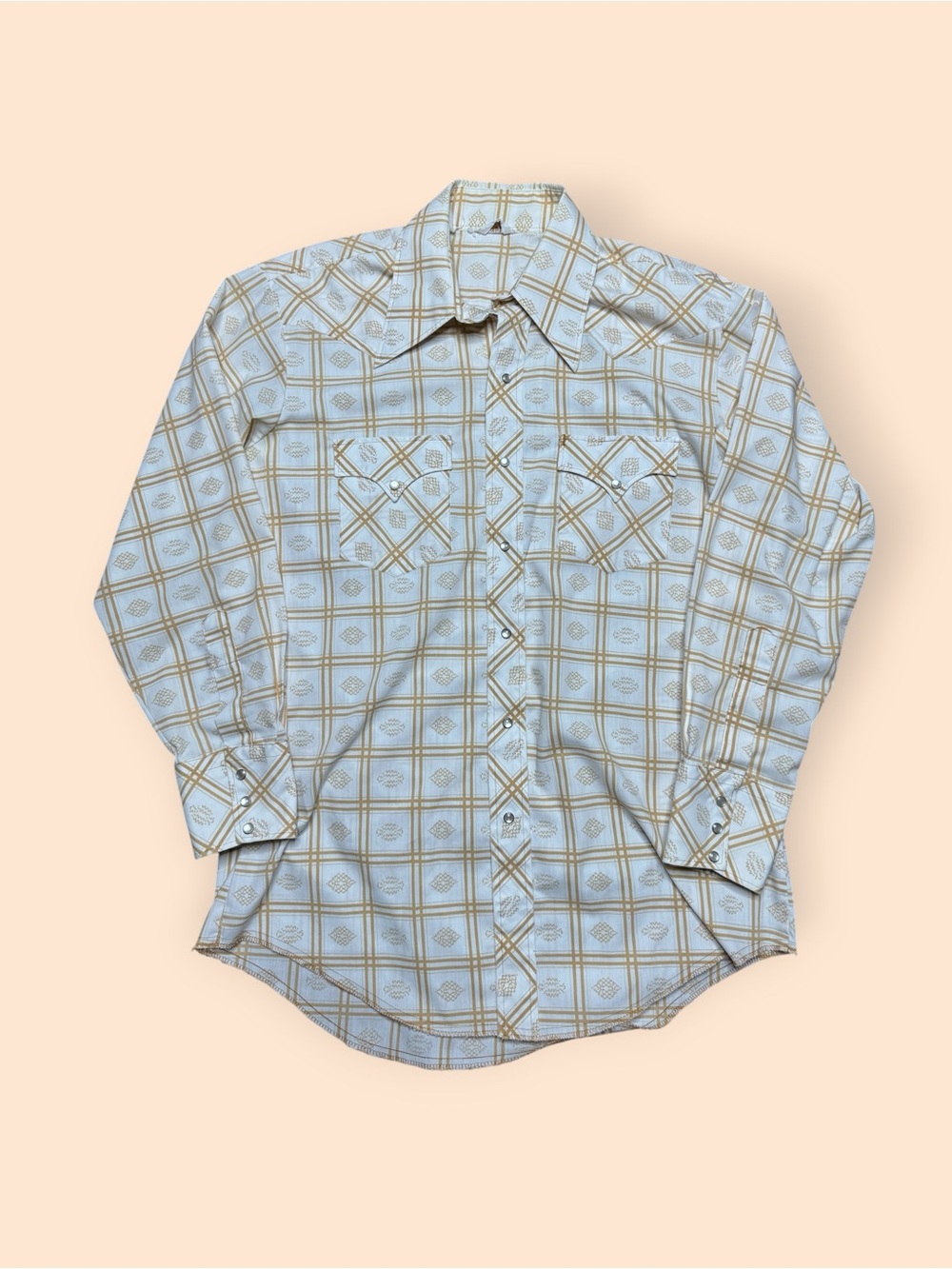 Vintage 1970s Western Shirt Men’s Size 16-33 Long Tail Large Vtg 70s